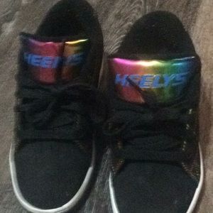 Youth size 3 rainbow and black HEELYS